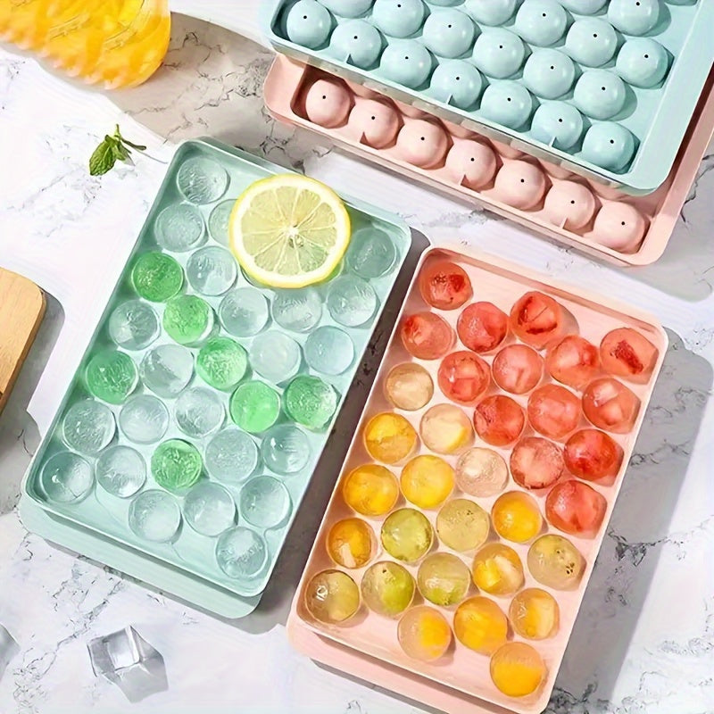 Premium 33-Cavity Silicone Ice Cube Tray - Round Diamond Design for