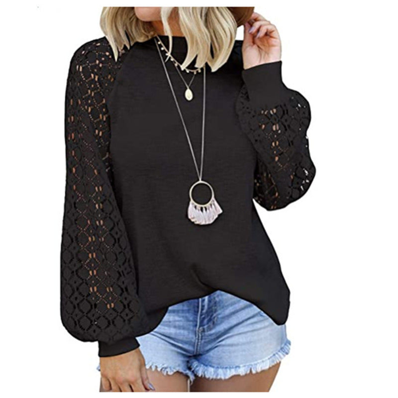 Long Sleeve Lace Stitching Top