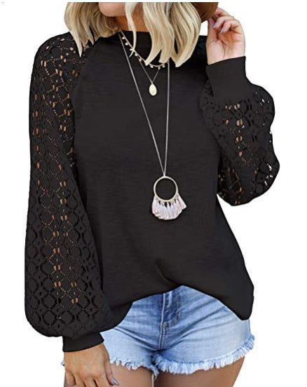 Long Sleeve Lace Stitching Top