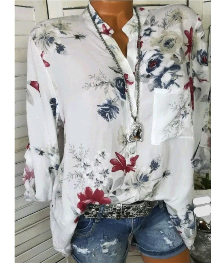 Floral Printed Long Sleeve Blouse