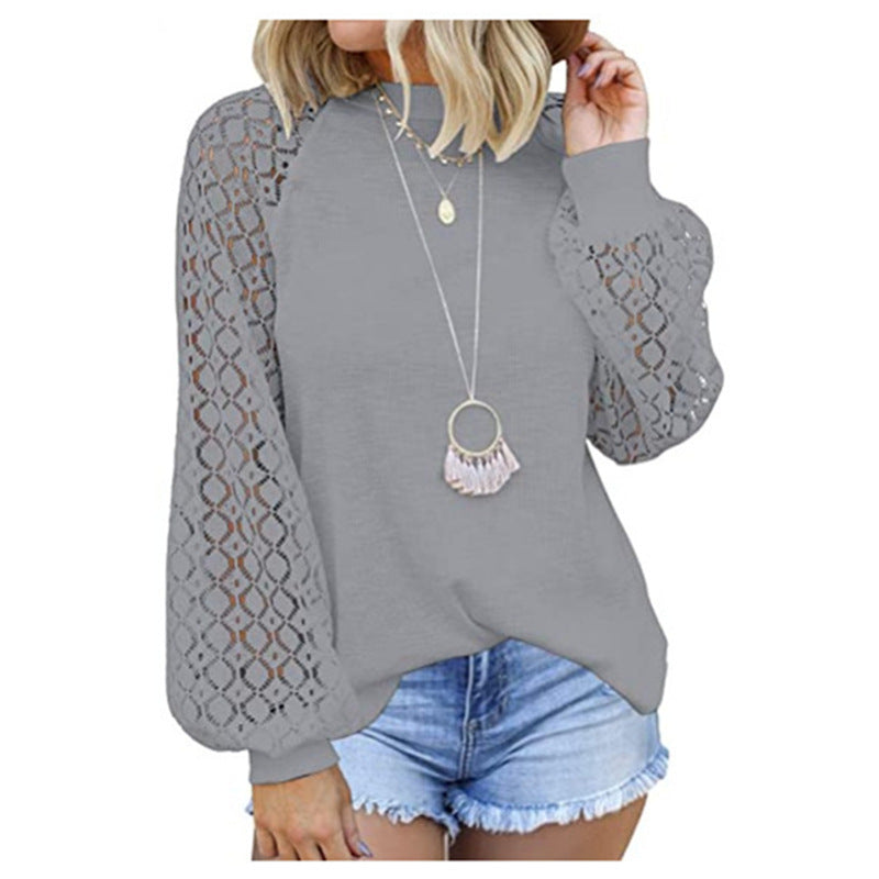 Long Sleeve Lace Stitching Top