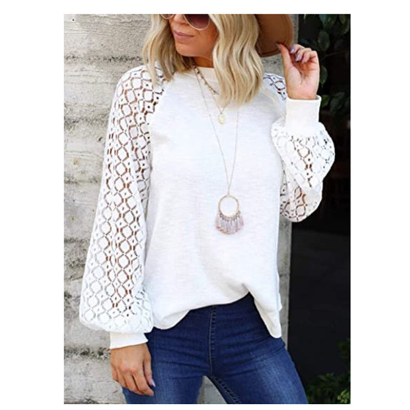 Long Sleeve Lace Stitching Top