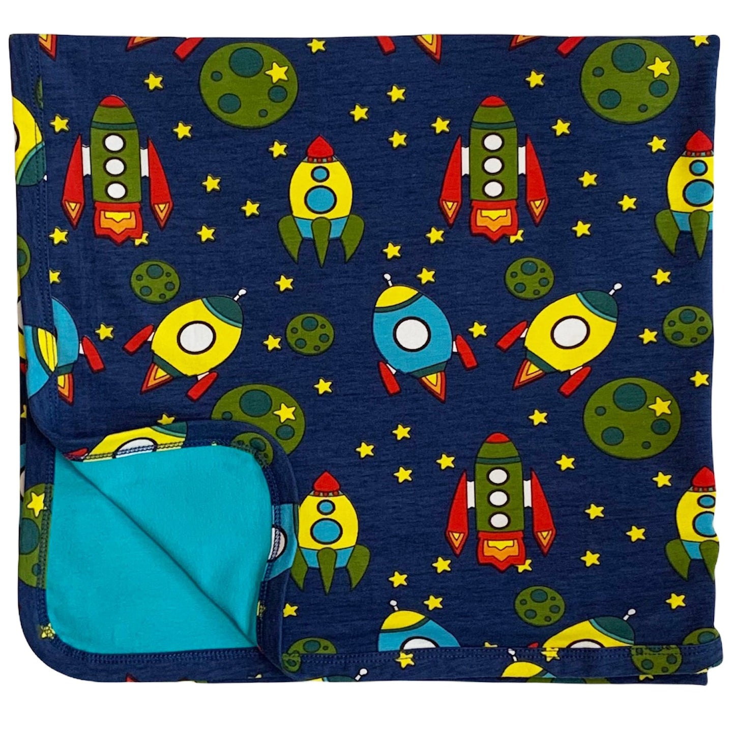 AnnLoren Baby Toddler Boy Space Ship Blanket & Bib Gift Set 2 pc Knit