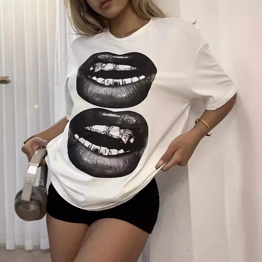 Black&White Lips Short Sleeve Shirt