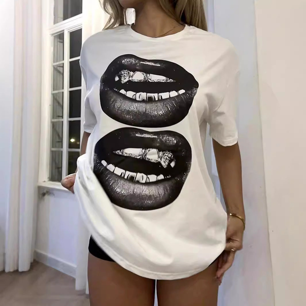 Black&White Lips Short Sleeve Shirt