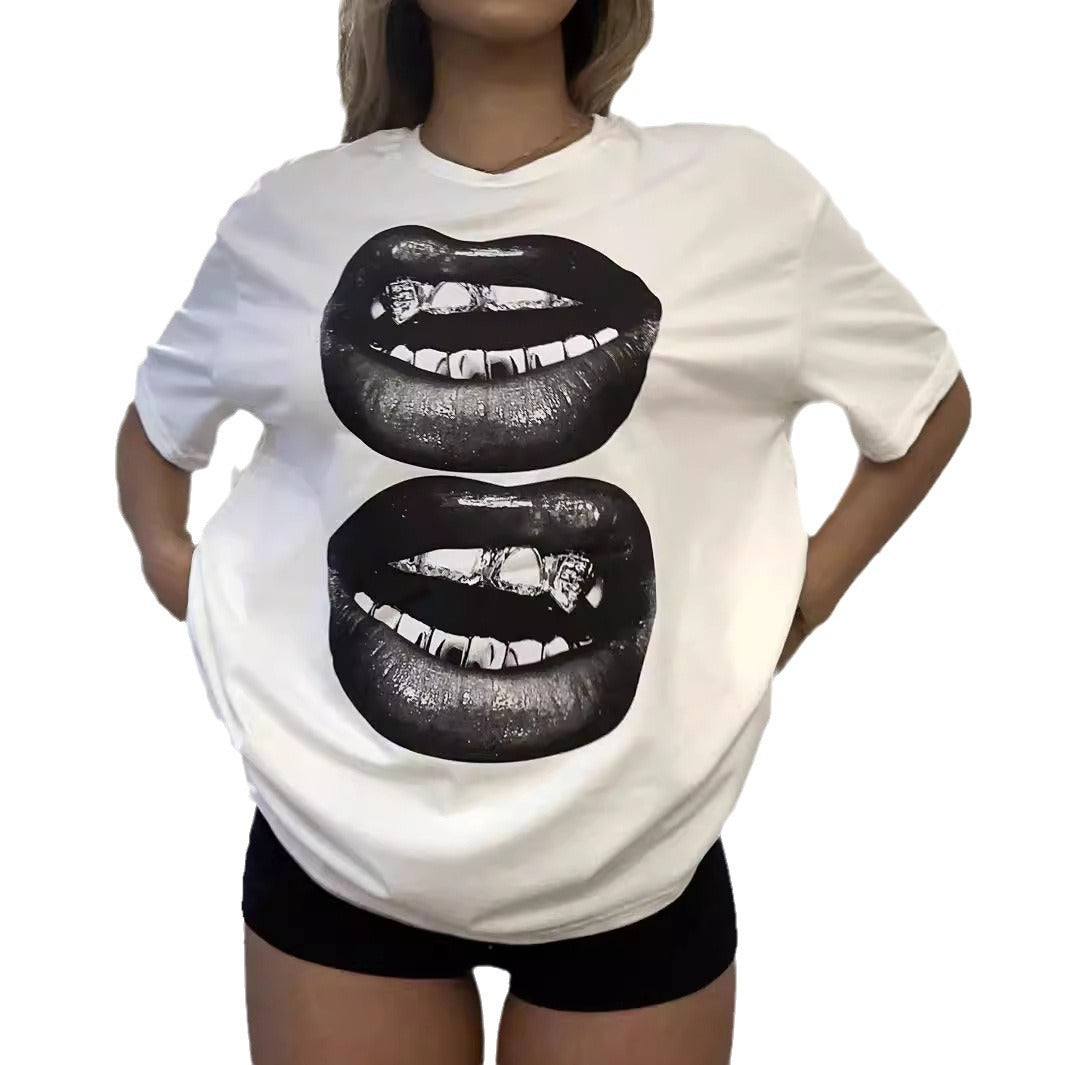 Black&White Lips Short Sleeve Shirt