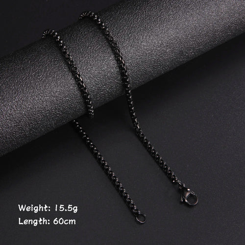 60cm Long Box Chain Necklace Men