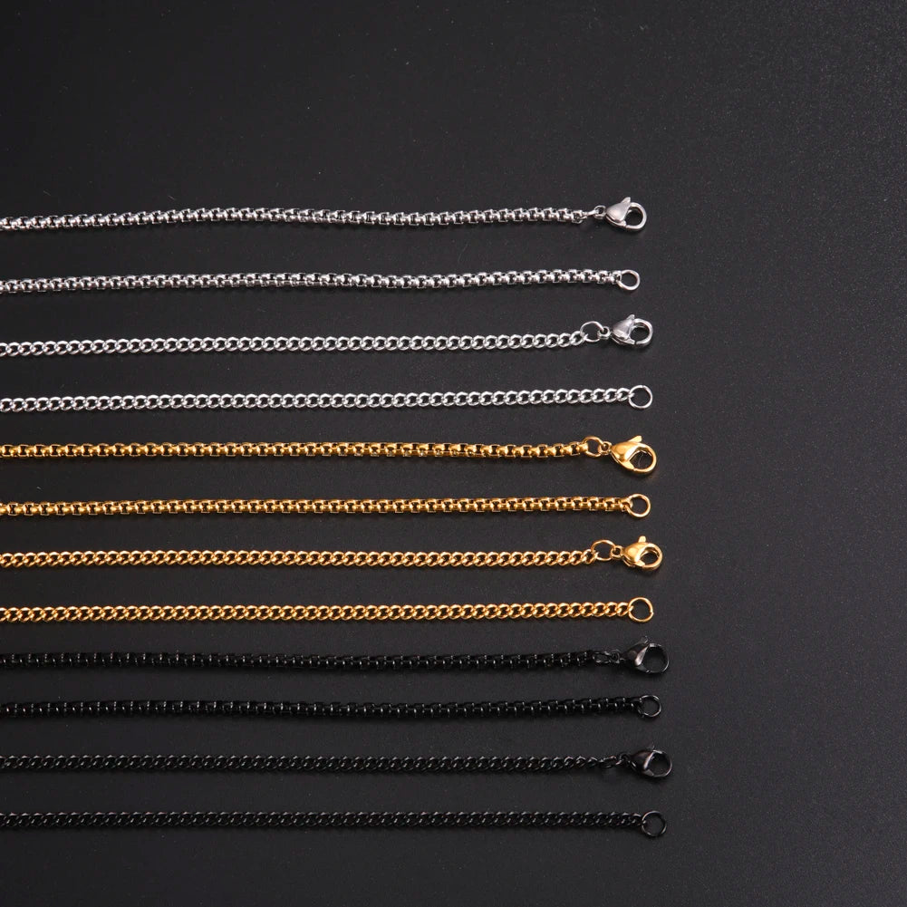 60cm Long Box Chain Necklace Men