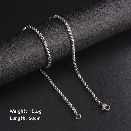 60cm Long Box Chain Necklace Men