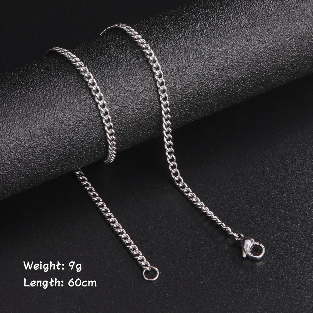 60cm Long Box Chain Necklace Men