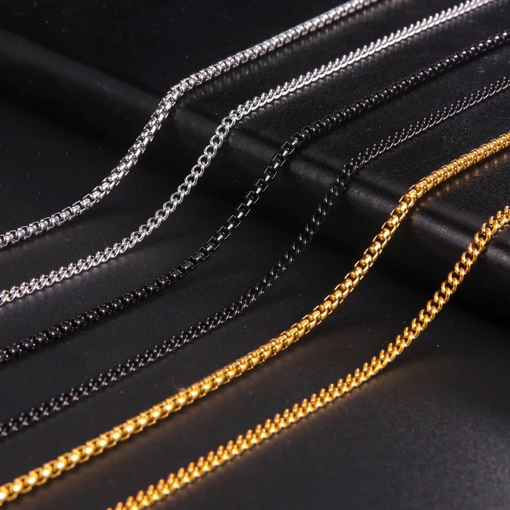 60cm Long Box Chain Necklace Men