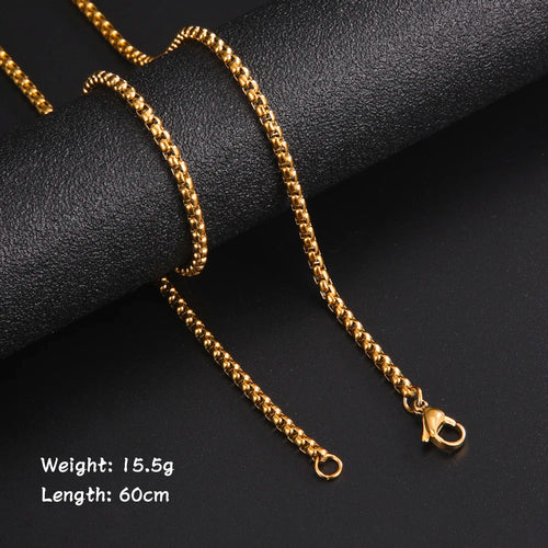 60cm Long Box Chain Necklace Men