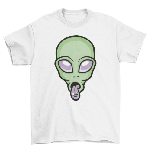 Green alien with pills tee