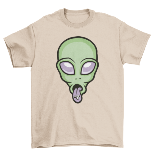 Green alien with pills tee