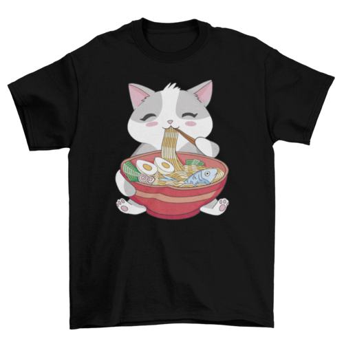 Cat Eating Ramen Tee