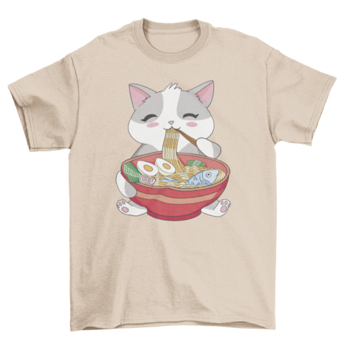 Cat Eating Ramen Tee