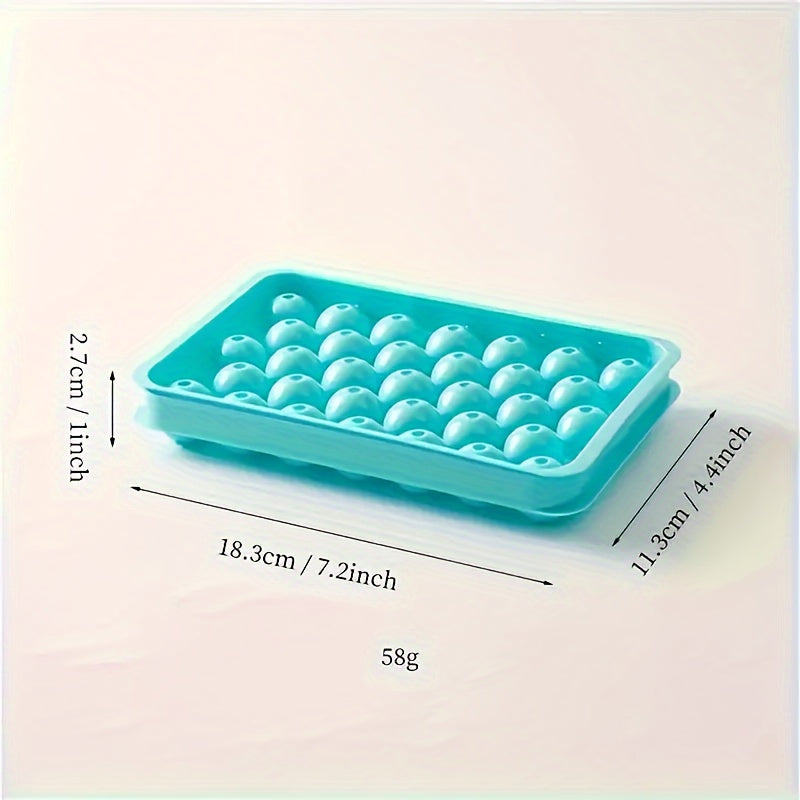 Premium 33-Cavity Silicone Ice Cube Tray - Round Diamond Design for