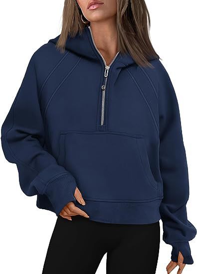 Zipper Hoodies Sweatshirts With Pocket Loose Pullover