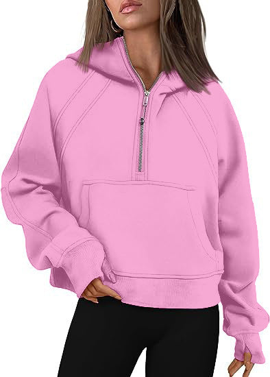 Zipper Hoodies Sweatshirts With Pocket Loose Pullover