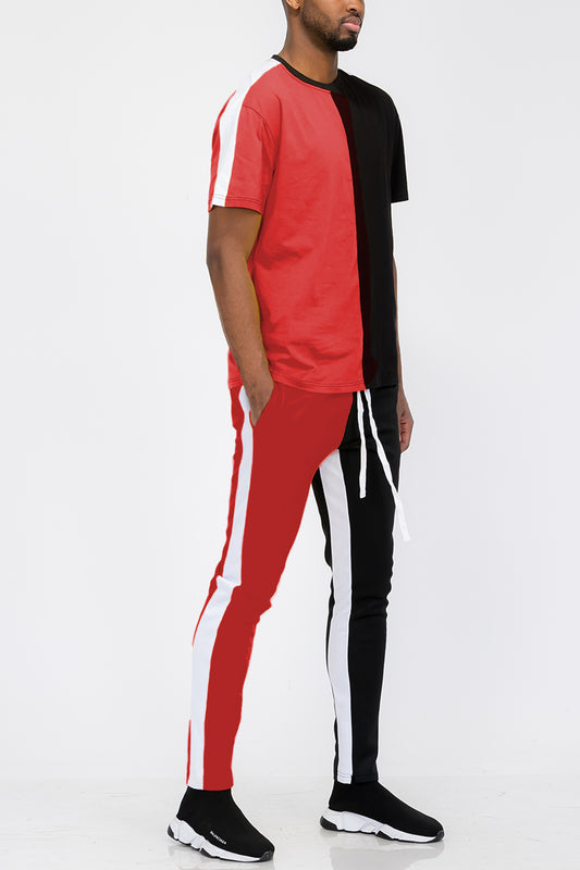 Two Way Split Tshirt Set Red/Black