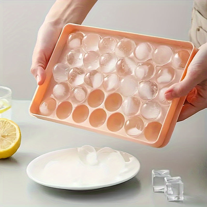 Premium 33-Cavity Silicone Ice Cube Tray - Round Diamond Design for