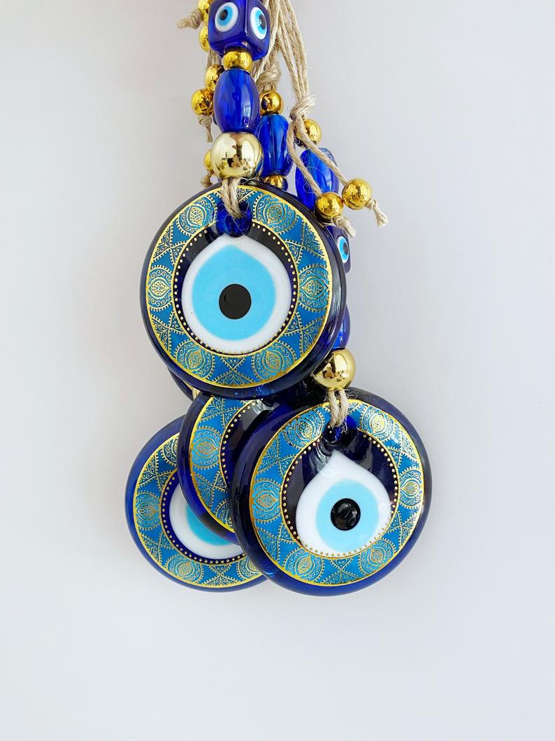 Handmade Evil Eye Wall Hanging, Modern Evil Eye Home Decor